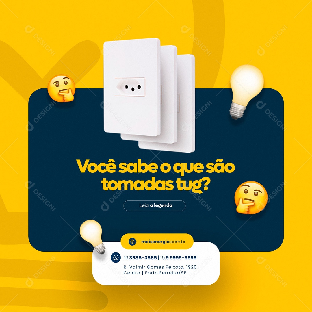Você Sabe o Que sâo Tomadas Tug Energia Eletricista Social Media PSD Editável