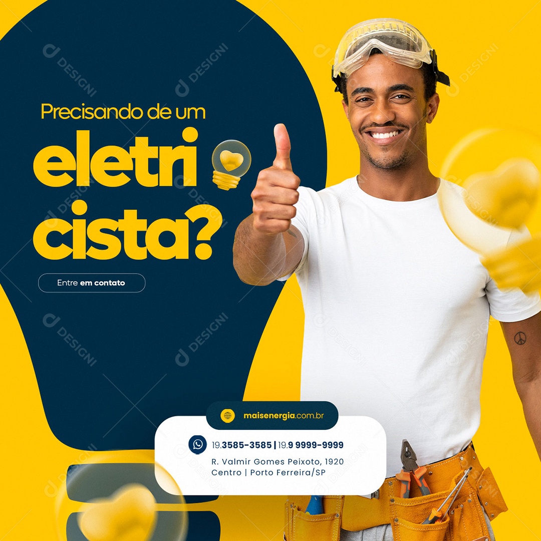 Precisando de Um Eletricista Energia Social Media PSD Editável