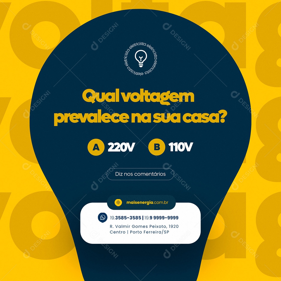 Qual Voltagem Prevalece na sua Casa Energia Eletricista Social Media PSD Editável