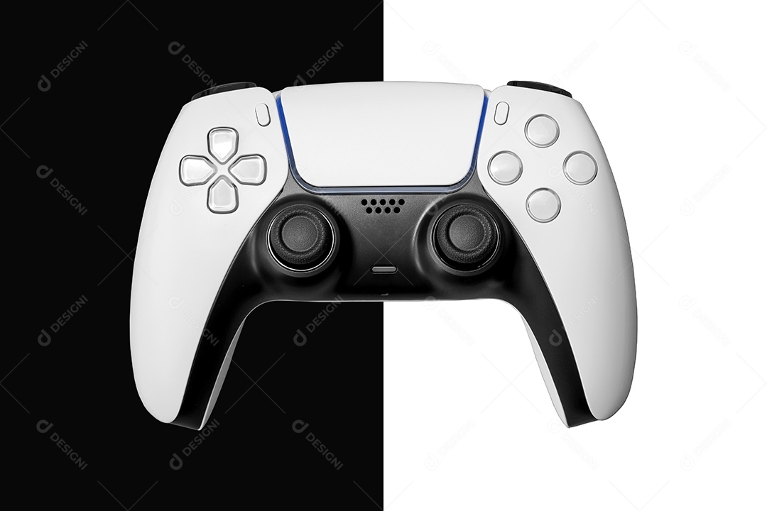 Controlador de jogo com fundo preto e branco