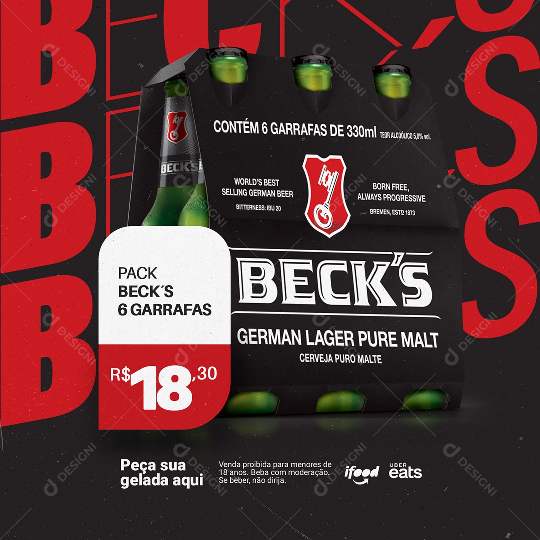 Pack Beck´s Garrafas Cervejaria Social Media PSD Editável