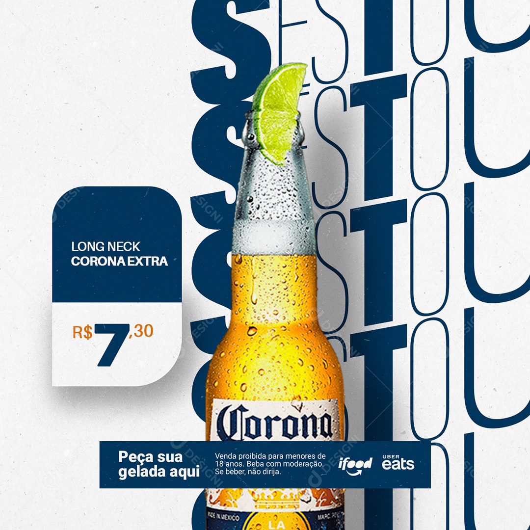 Long Neck Corona Extra Cervejaria Social Media PSD Editável