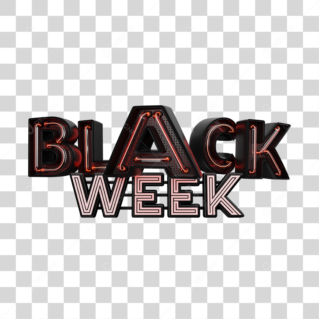 Texto 3D Black Week Preto PNG Transparente
