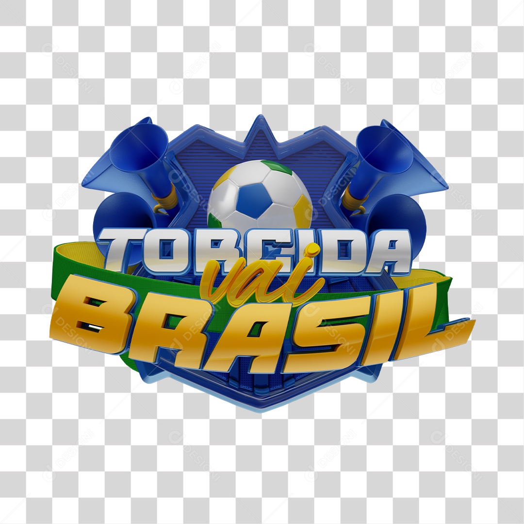 Selo 3D Torcida Vai Brasil PNG Transparente