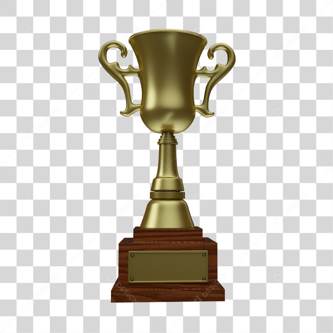 Elemento 3D Troféu de Campeão Para Composição PNG Transparente
