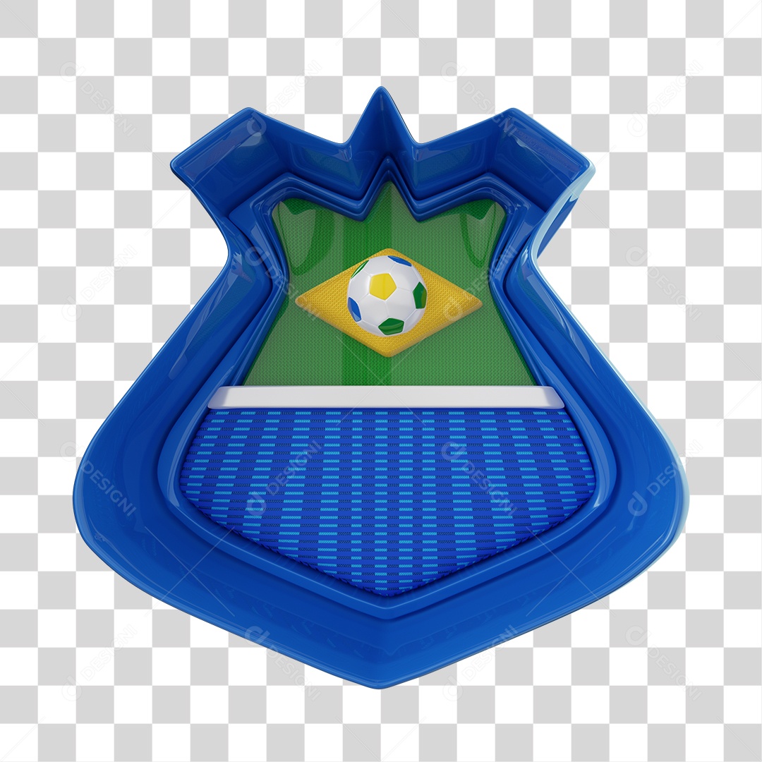Elemento 3D Brasão do Brasil Azul PNG Transparente