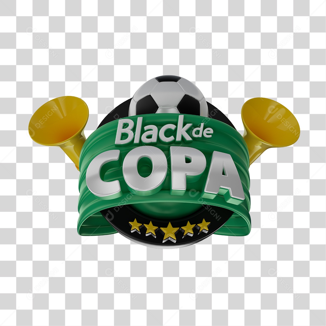 Black da Copa Selo 3D Para Composição PNG Transparente