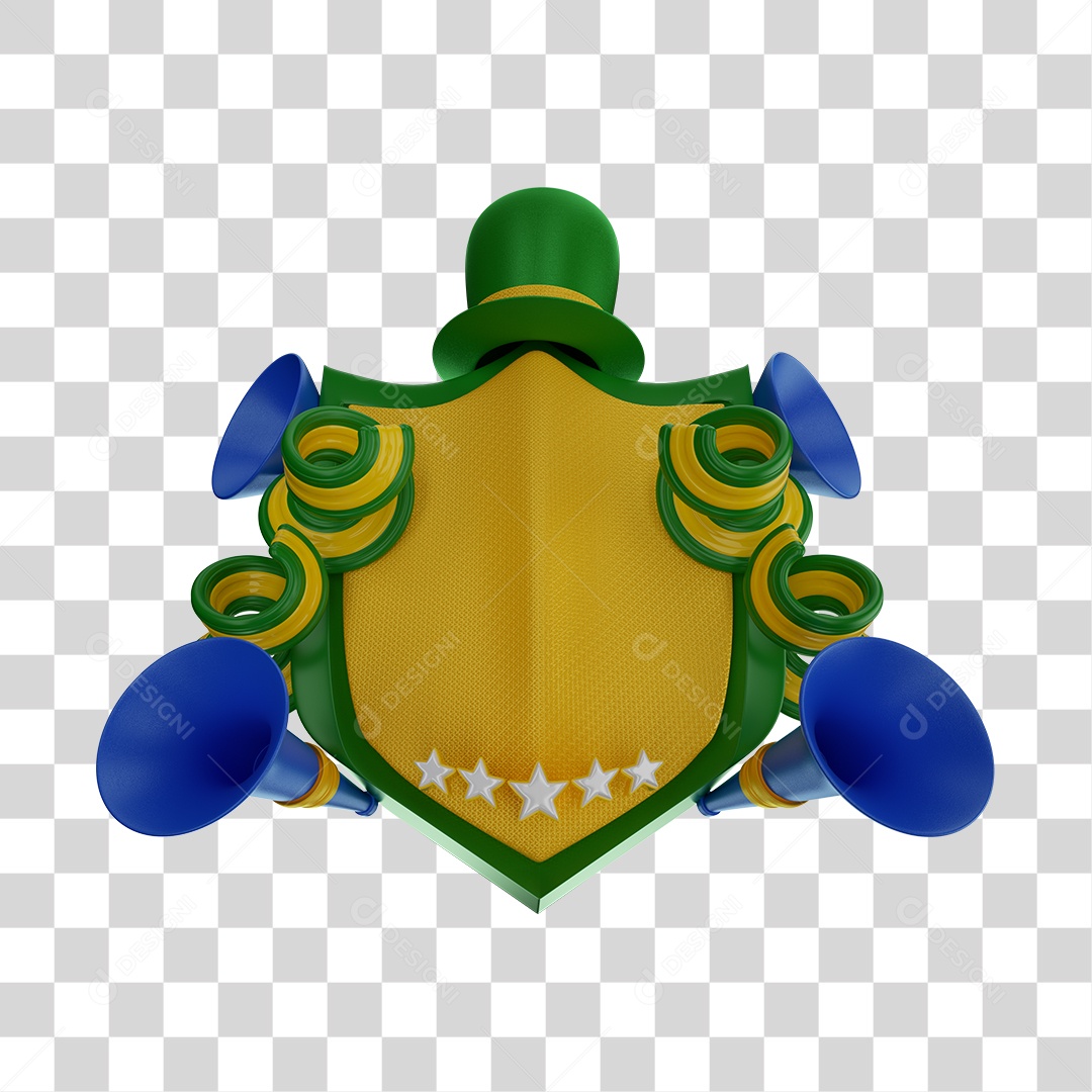 Escudo Elemento 3D PNG Transparente