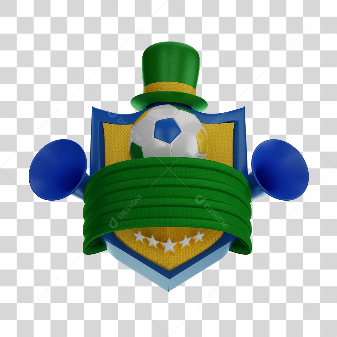 Escudo Com Chapéu Encima Da Bola Elemento 3D PNG Transparente