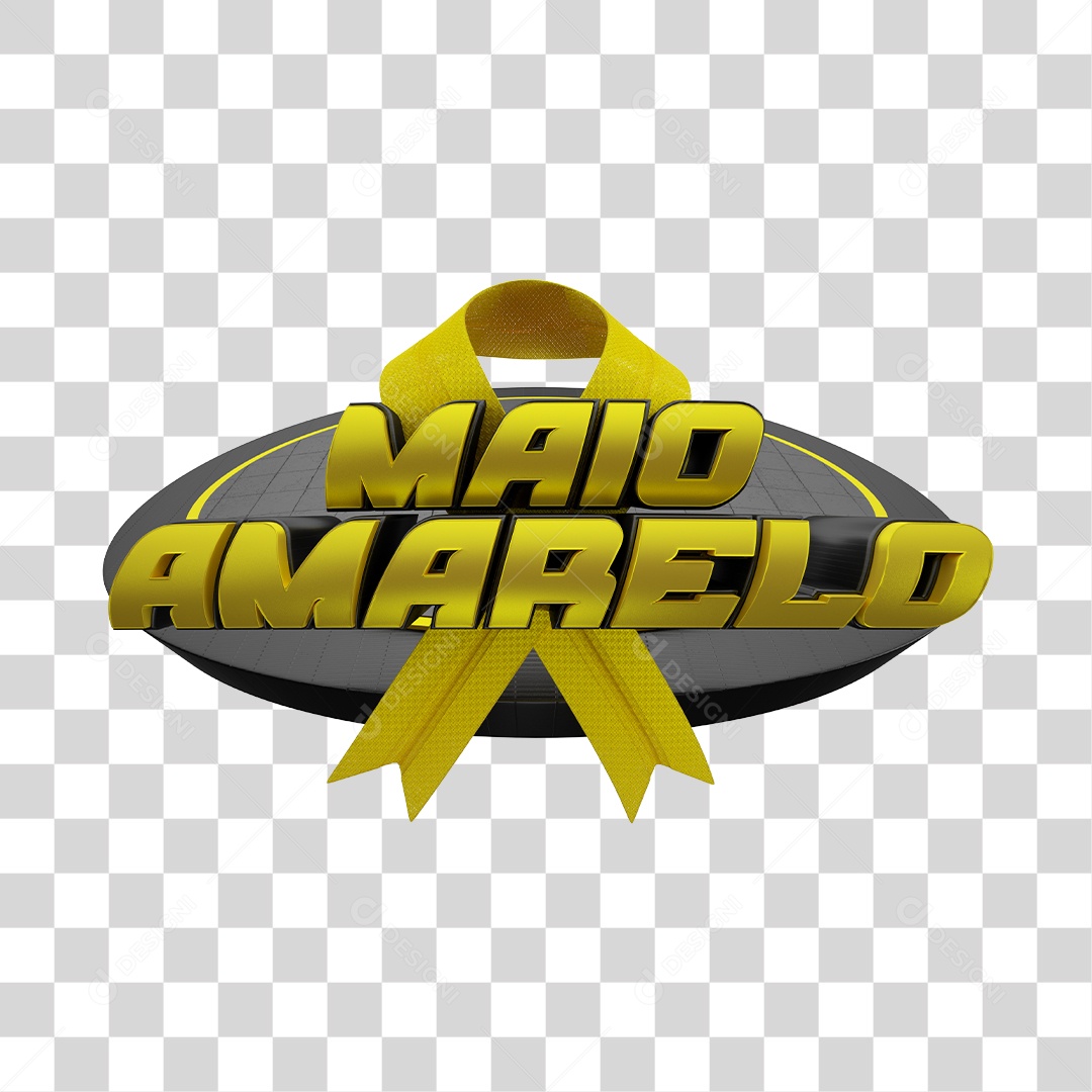 Selo 3D Maio Amarelo PNG Transparente