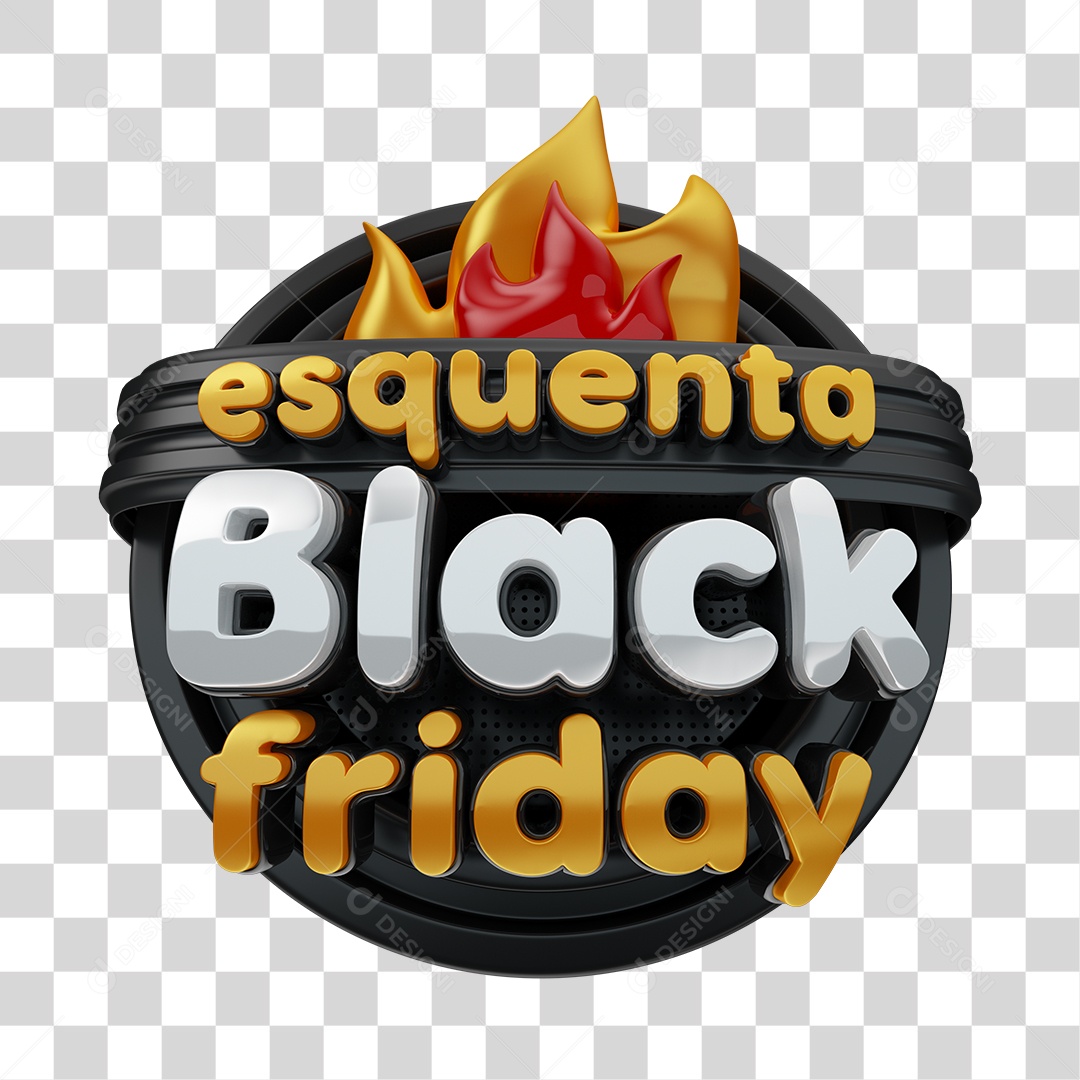 Selo 3D Esquenta Black Friday PNG Transparente