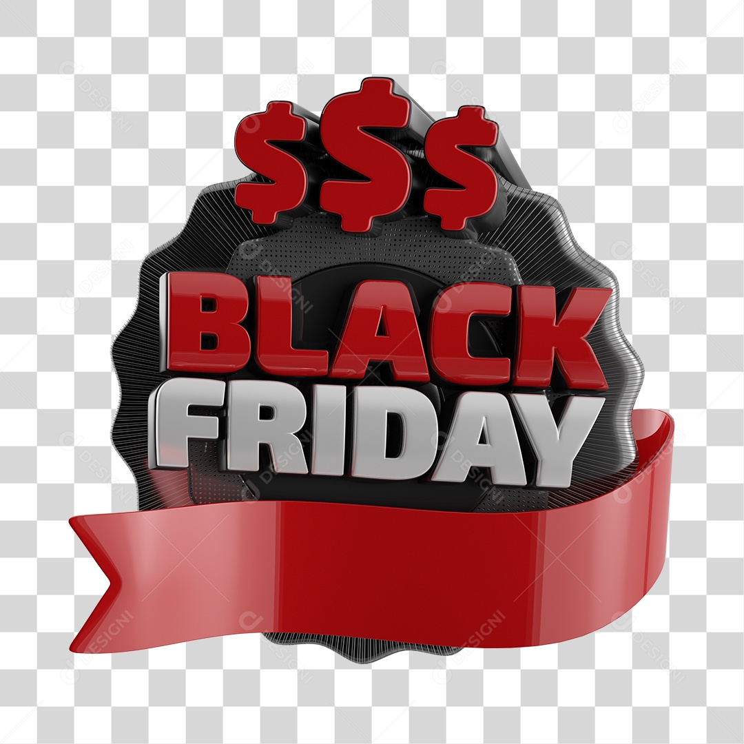 Selo 3D Black Friday PNG Transparente