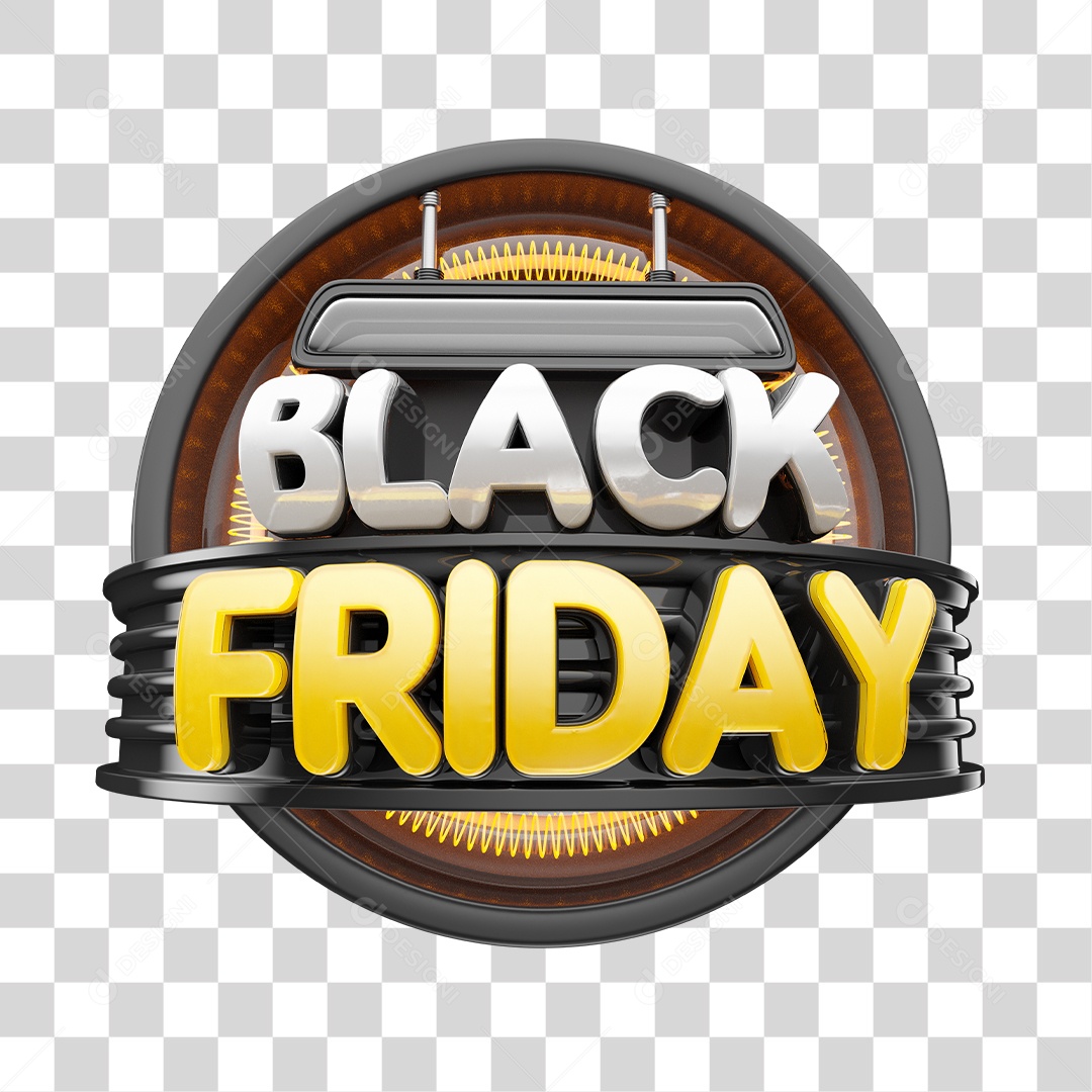 Selo 3D Black Friday PNG Transparente