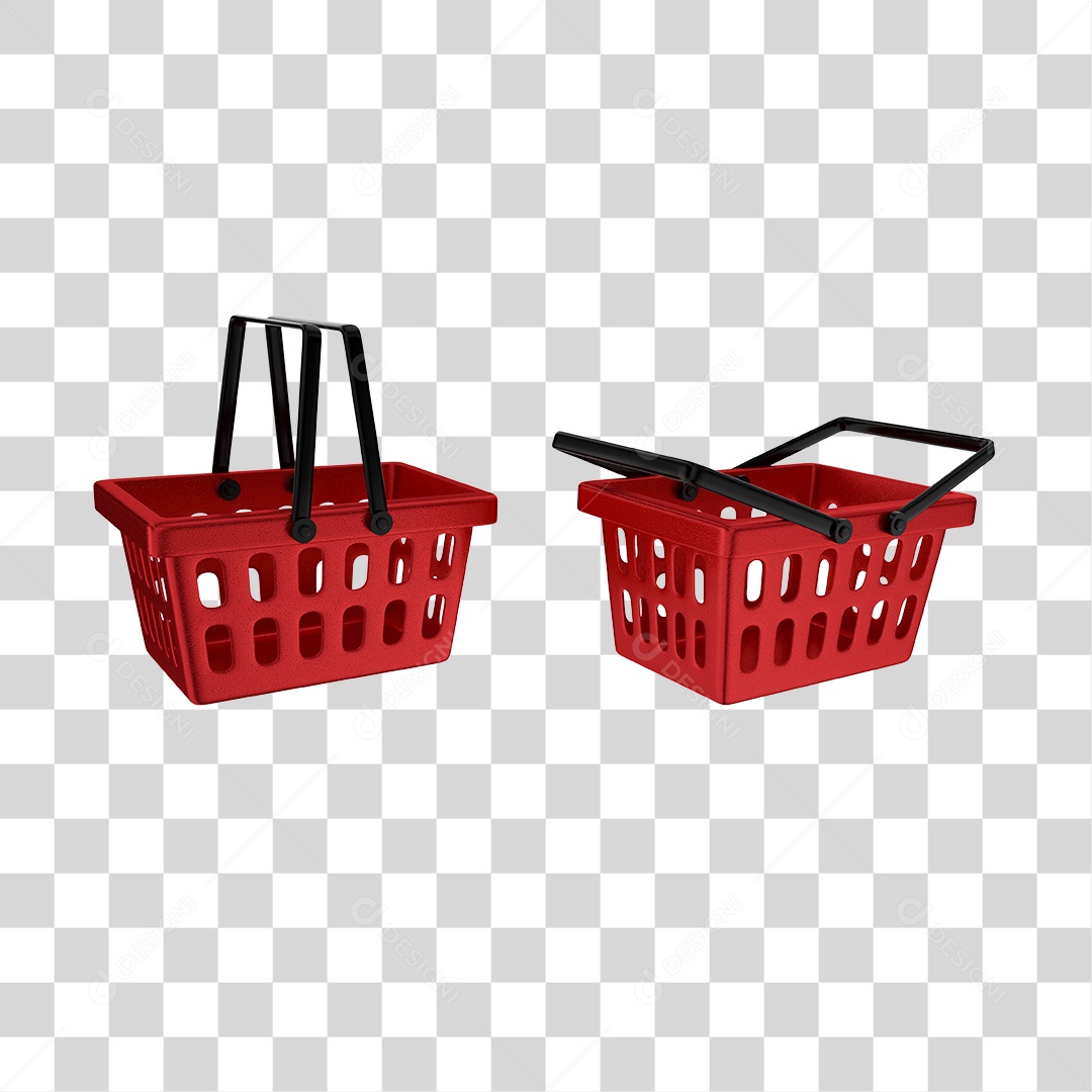 Elemento 3D Para Composição Duas Cestas de Supermercado PNG Transparente