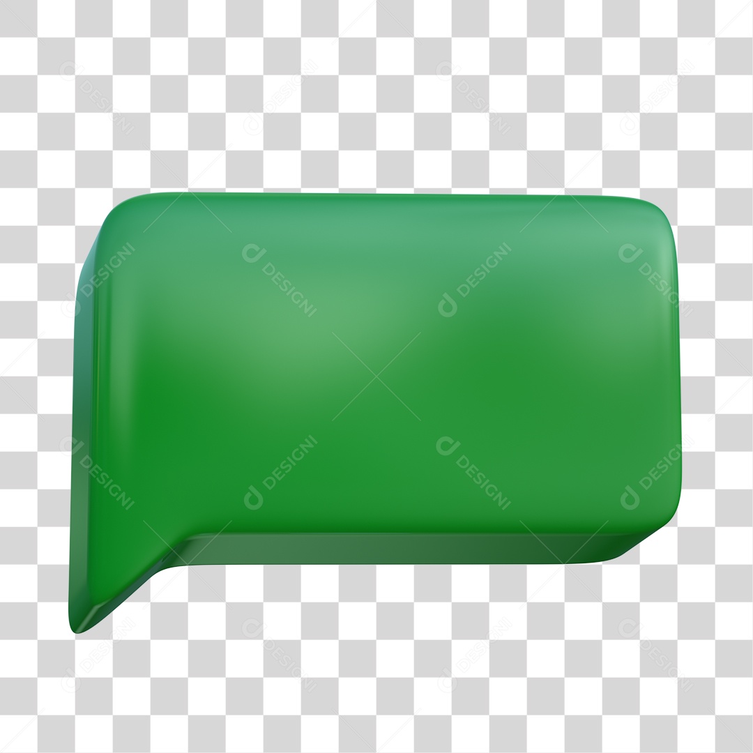 Caixa de Mensagem Verde Elemento 3D para Composição PNG Transparente