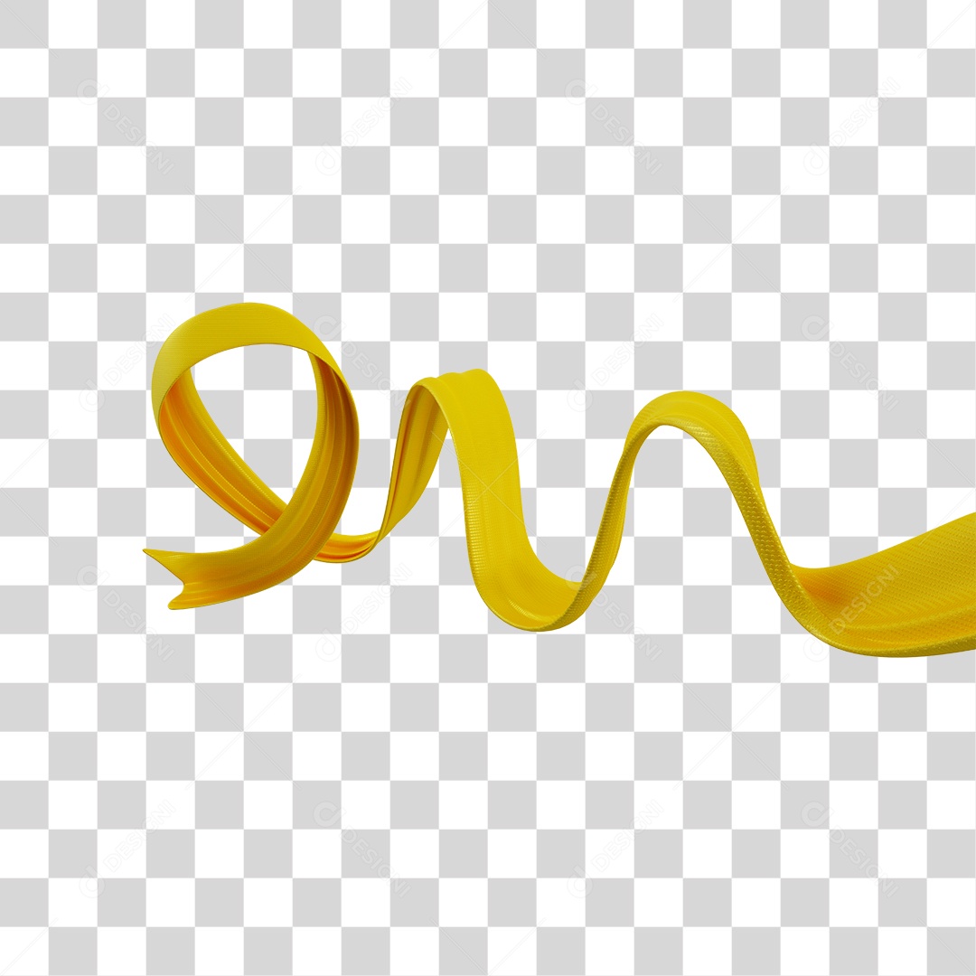 Elemento 3D Laço Amarelo PNG Transparente