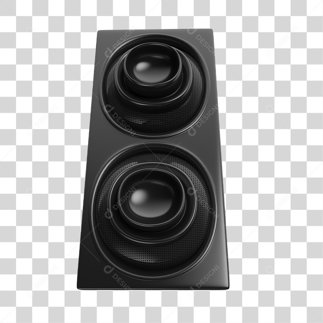 Caixa de Som Acústica Auto Falantes Preto Elemento 3D PNG Transparente