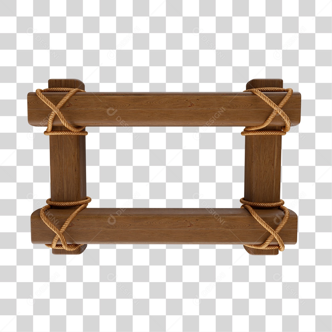 Quadrado de Madeira Amarrado Com Cordas PNG Transparente