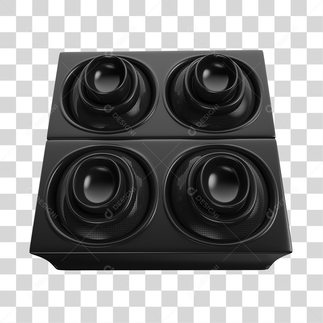 Caixa de Som Acústica Auto Falantes Preto Elemento 3D PNG Transparente