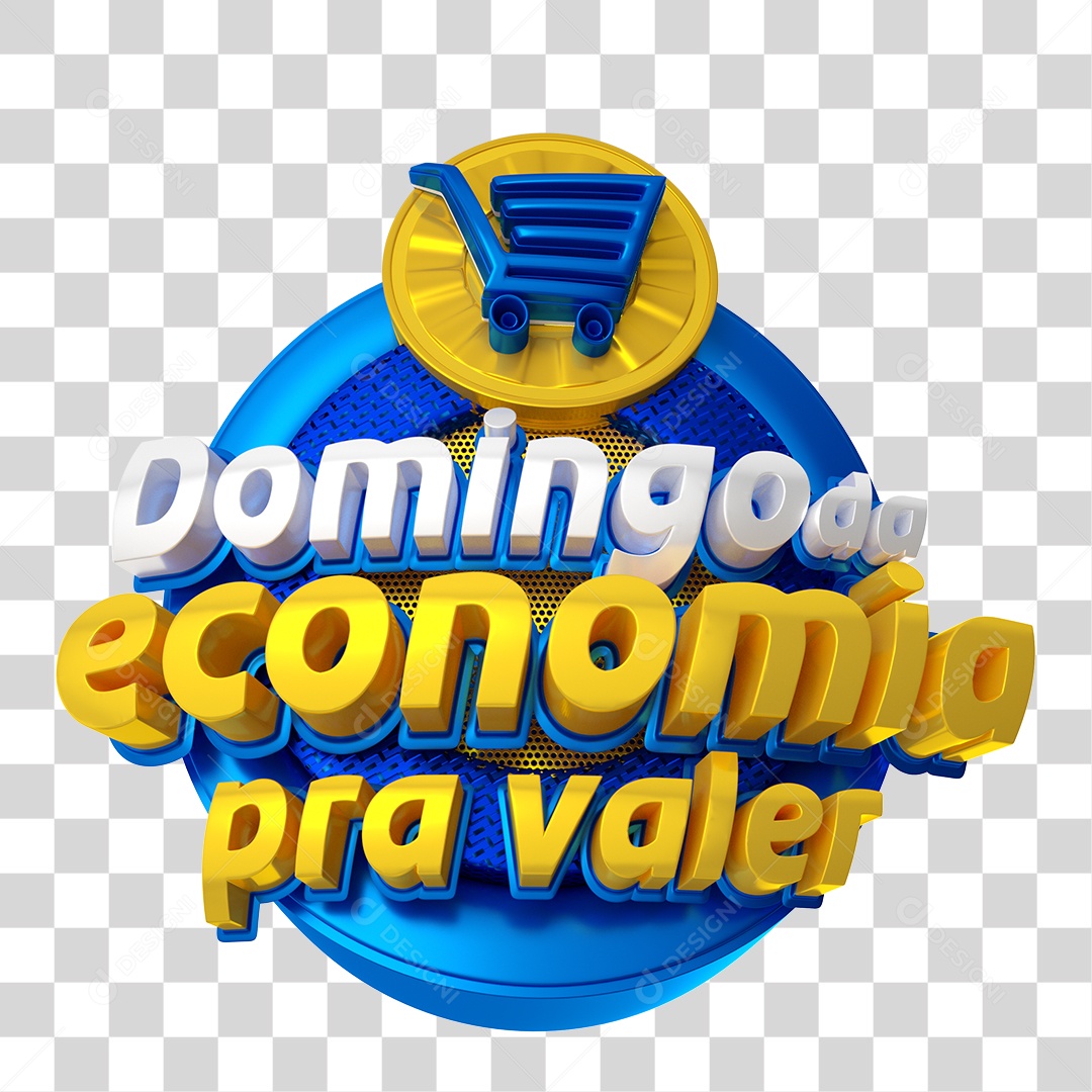 Selo 3D Para Composição Domingo Da Economia PGN Transparente Sem Fundo