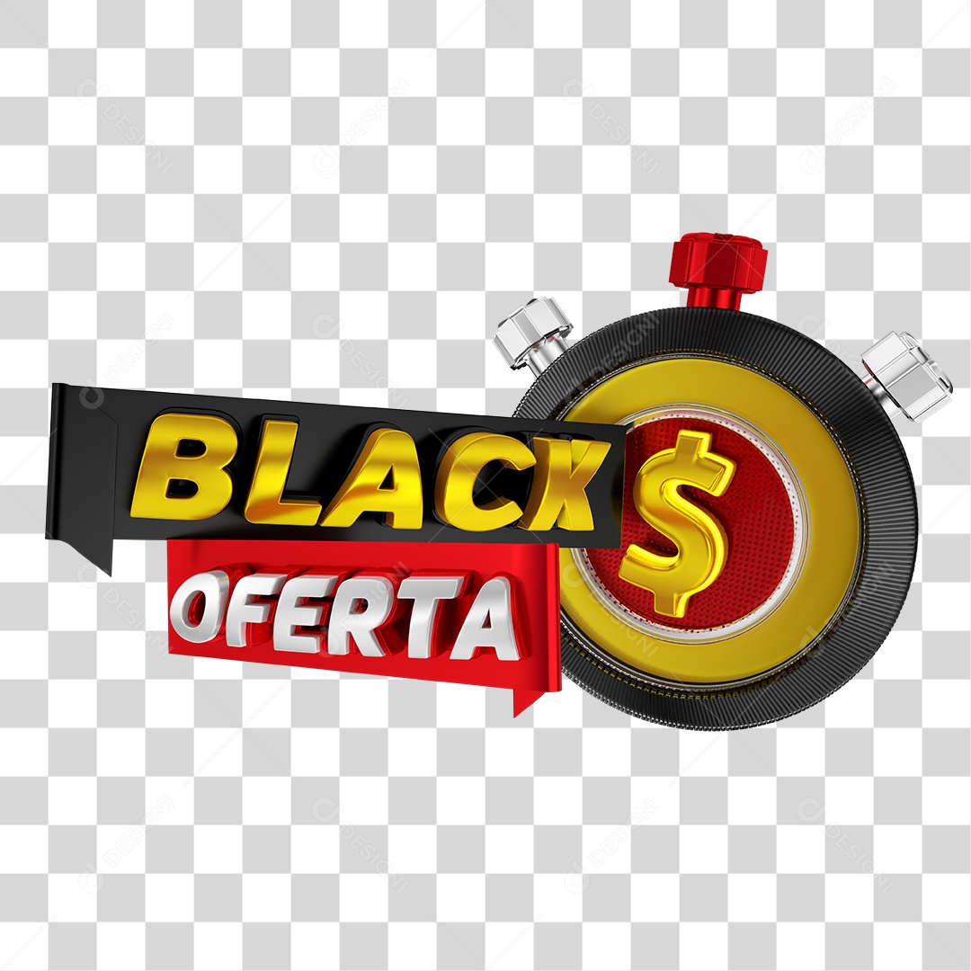 Selo 3D Para Composição Black Oferta PGN Transparente Sem Fundo