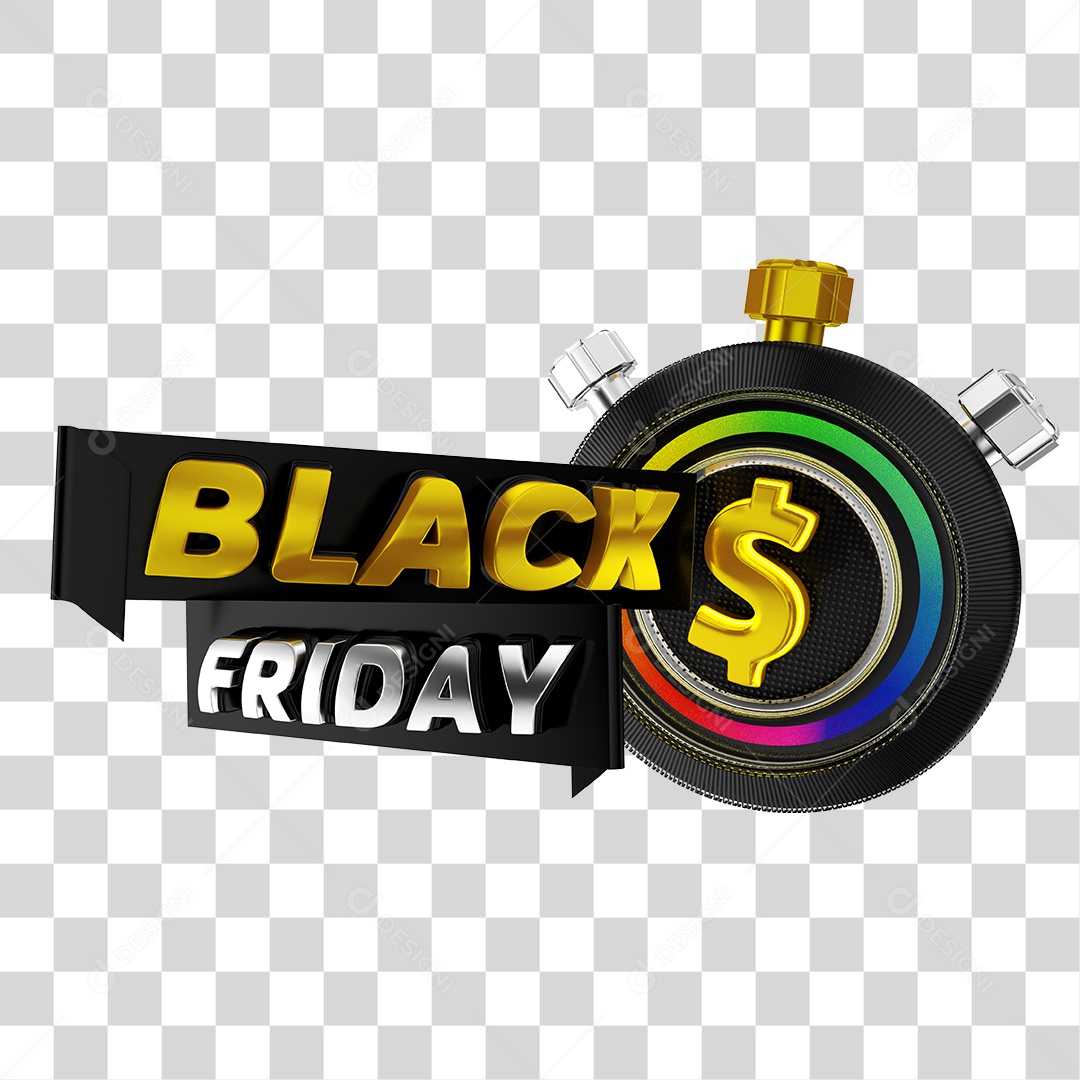 Selo 3D Para Composição Balck Friday PGN Transparente Sem Fundo