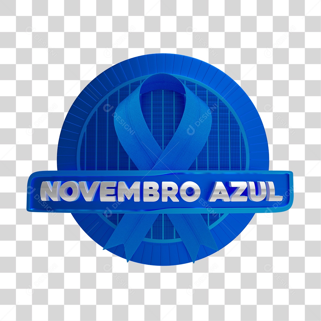 Novembro Azul Selo 3D para Composição PNG Transparente