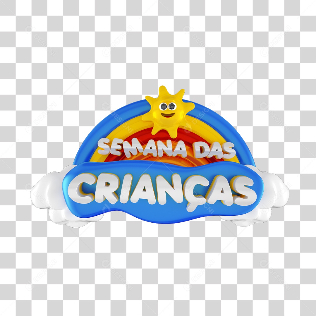 Semana das Crianças Selo 3D PNG Transparente