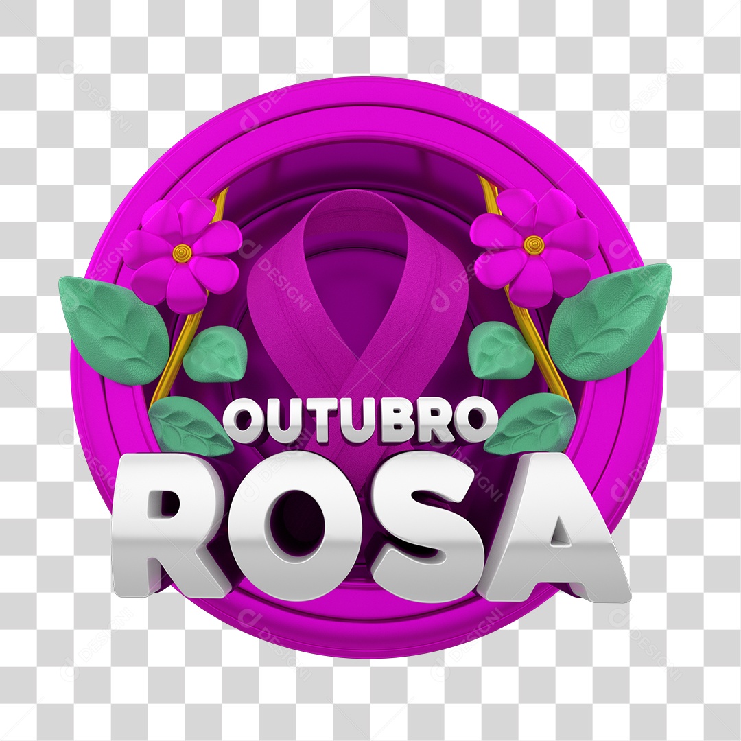 October Rose 3D Stamp for Compositing Transparent PNG