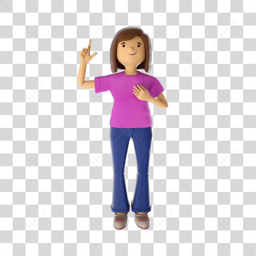 Personagem Mulher para Outubro Rosa Elemento 3D PNG Transparente