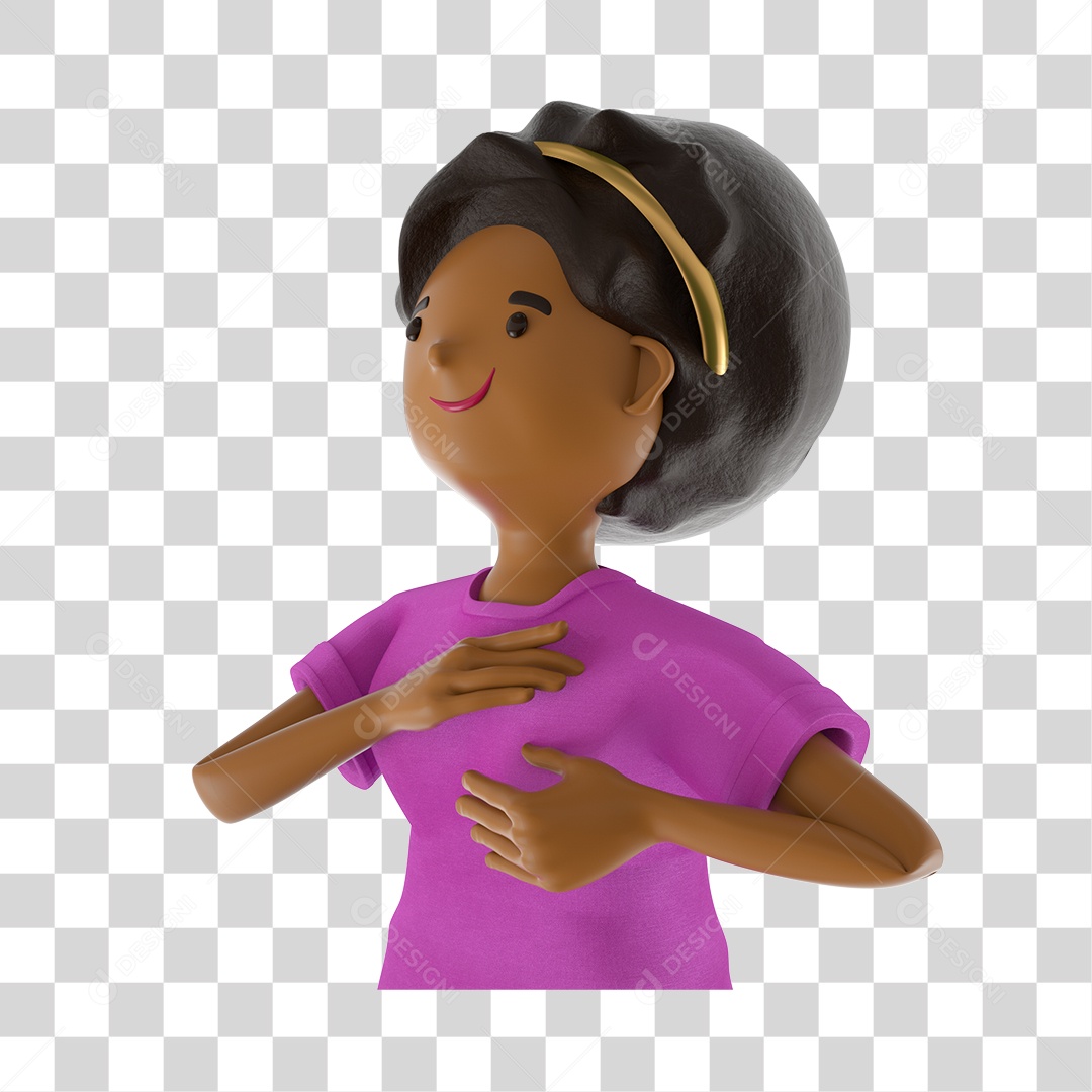 Personagem Mulher para Outubro Rosa Elemento 3D PNG Transparente