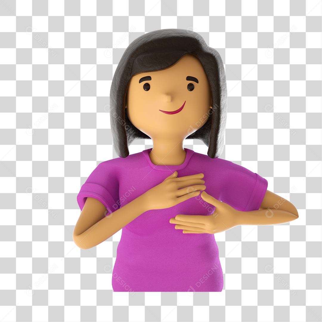 Personagem Mulher para Outubro Rosa Elemento 3D PNG Transparente