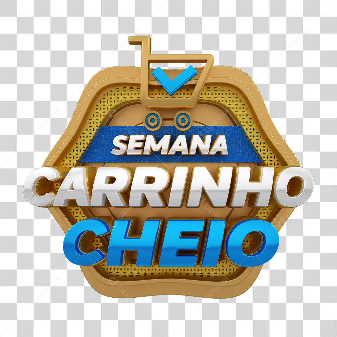 Selo 3D Semana Carrinho Cheio Para Composição PSD