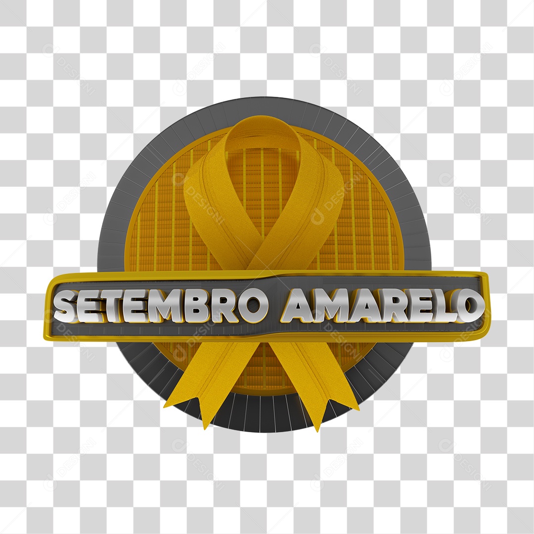 Selo 3D Setembro Amarelo Para Composição PSD