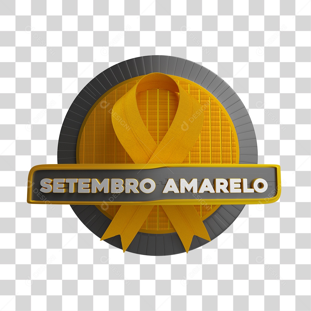 Selo 3D Setembro Amarelo Para Composição PSD