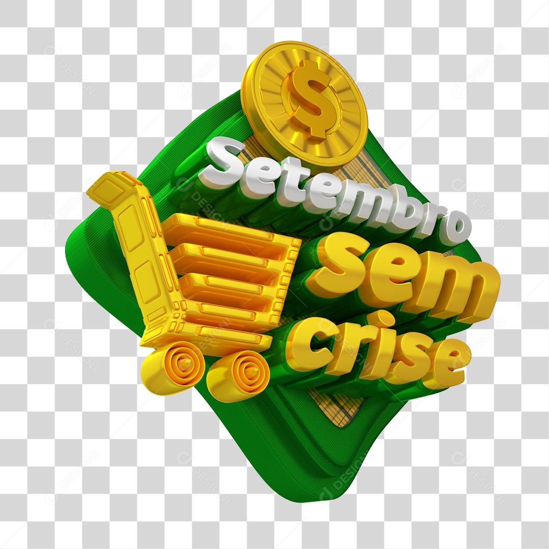 Selo 3D Setembro Sem Crise Para Composição PSD