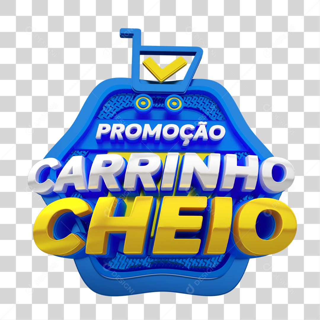 Selo 3D Promoção Carrinho Cheio Para Composição PSD