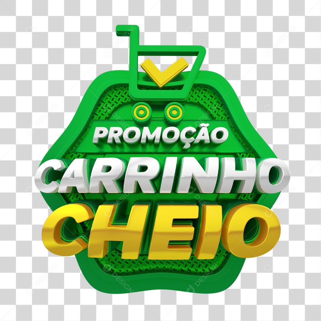 Selo 3D Promoção Carrinho Cheio Para Composição PSD