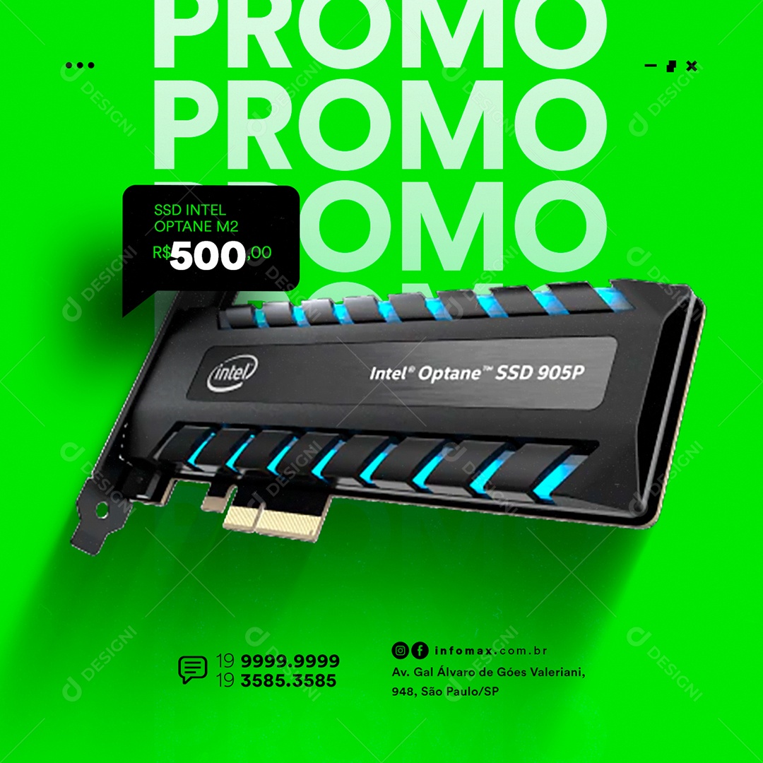 Promo SSD Intel Optane M2 Informática Social Media PSD Editável