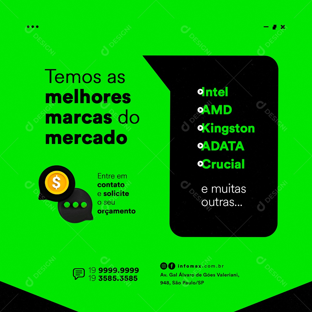 Temos as Melhores Marcas do Mercado Informática Social Media PSD Editável