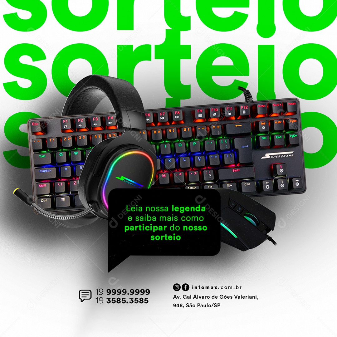 Sorteio de Combo Gamer Informática Social Media PSD Editável