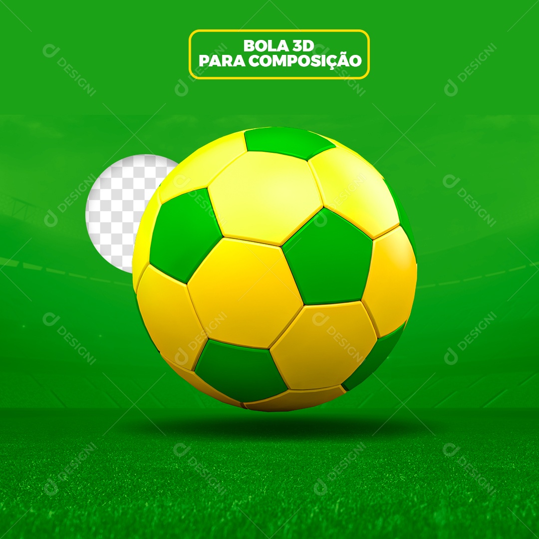 Bola de Futebol Verde e Amarelo Elemento 3D PSD