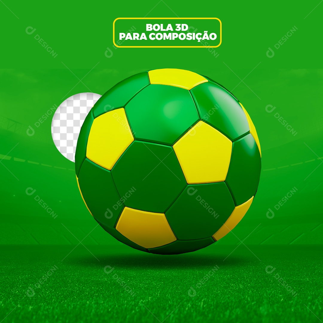 Bola de Futebol Verde e Amarelo Elemento 3D PSD