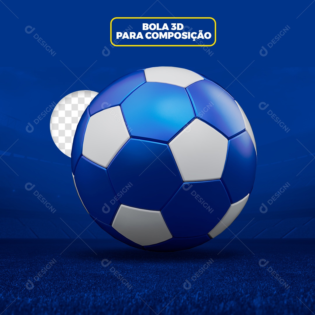 Bola de Futebol Azul e Branco Elemento 3D PSD