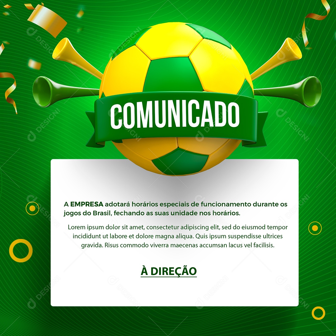 Social Media Comunicado a Empresa Adotará Horários Especiais PSD Editável