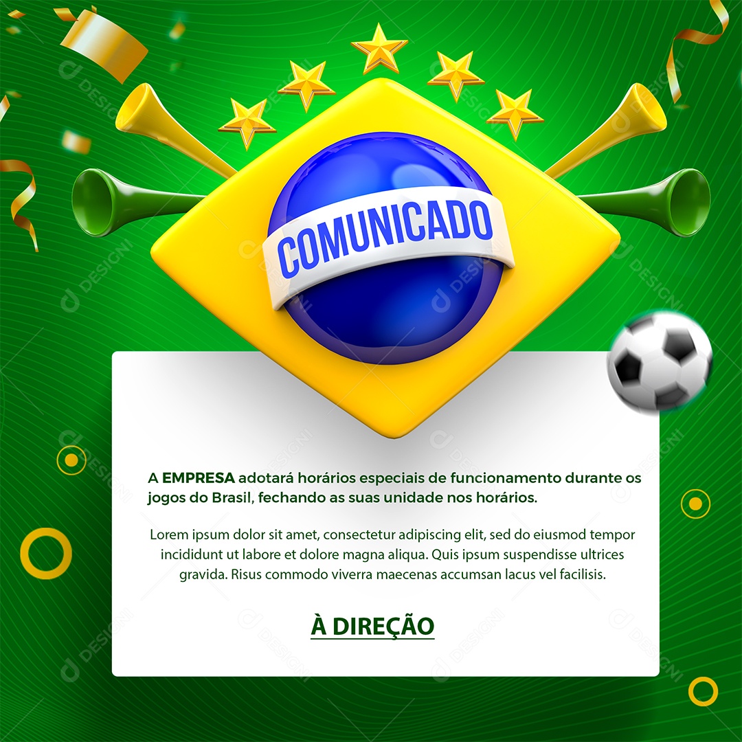 Social Media Comunicado a Empresa Adotará Horários Especiais PSD Editável