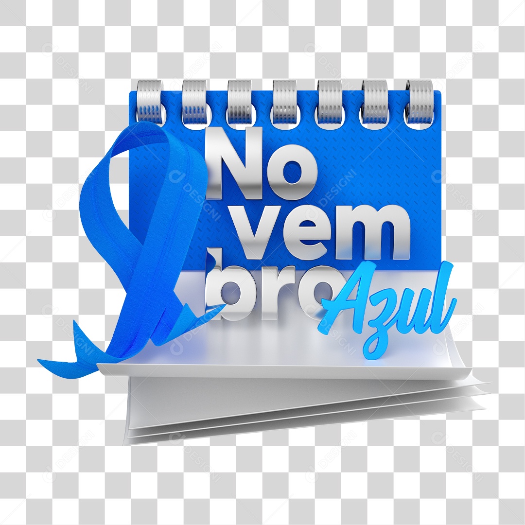 Selo 3D Novembro Azul PNG Transparente Sem Fundo