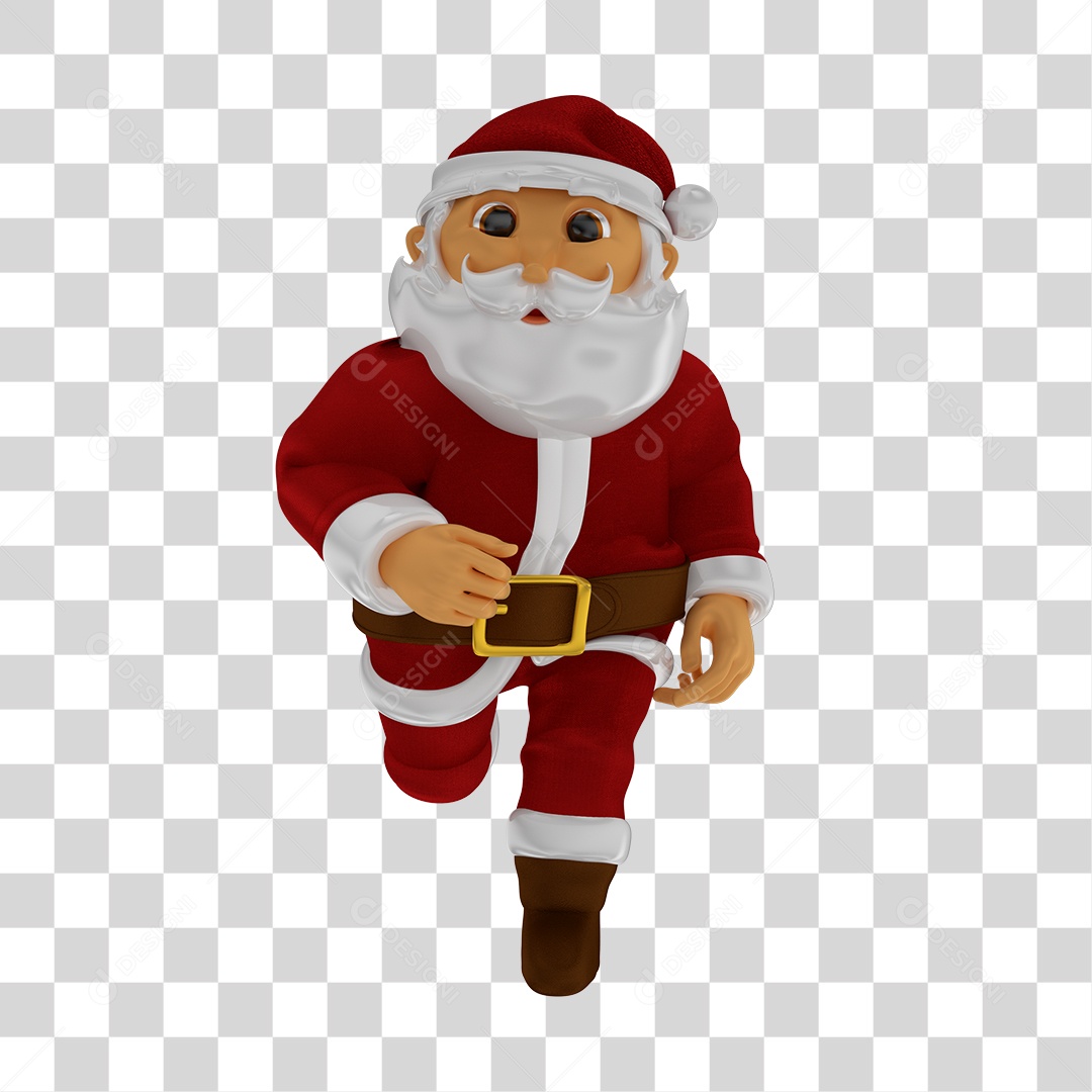 Elemento 3D de Natal Papai Noel Correndo PNG Transparente Sem Fundo