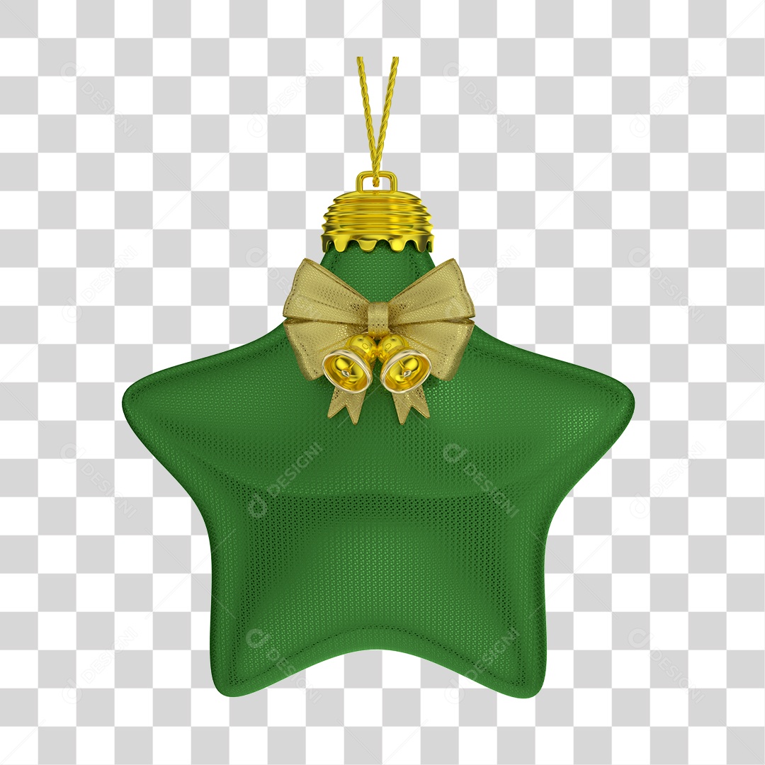 Elemento 3D de Natal Estrela do Natal Verde PNG Transparente Sem Fundo