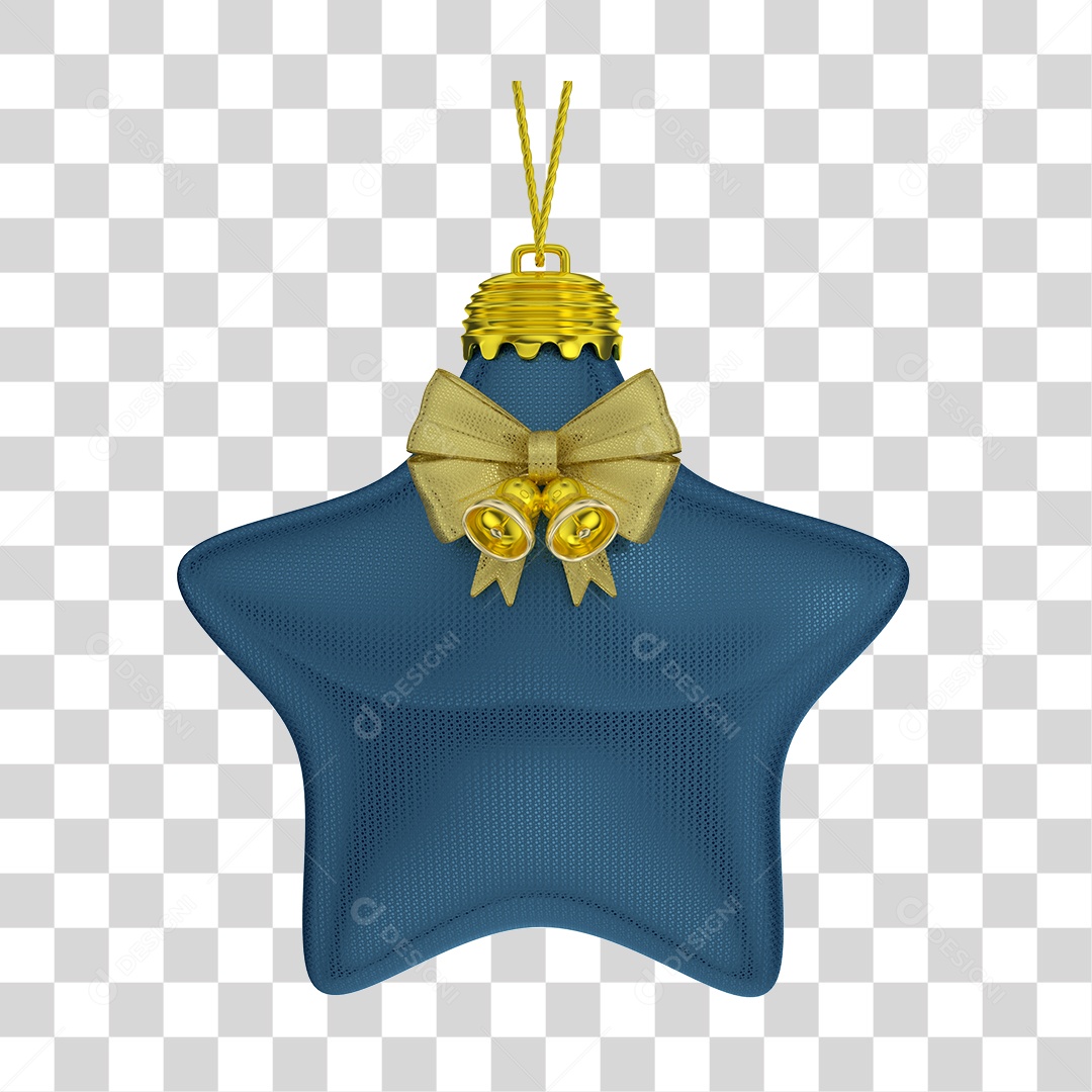 Elemento 3D de Natal Estrela Azul PNG Transparente Sem Fundo